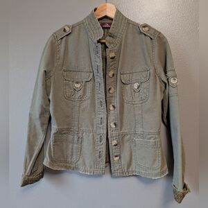 Jordache Olive Green JacketJordache Army Green Button Front Jacket Junior 7/9